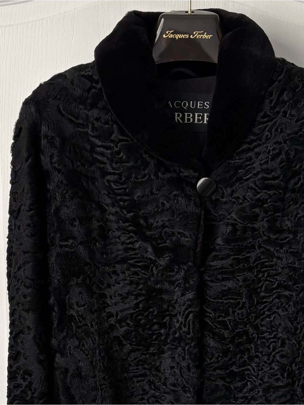 Black Persian Lamb Dress Coat trimmed in Black Sheared Mink